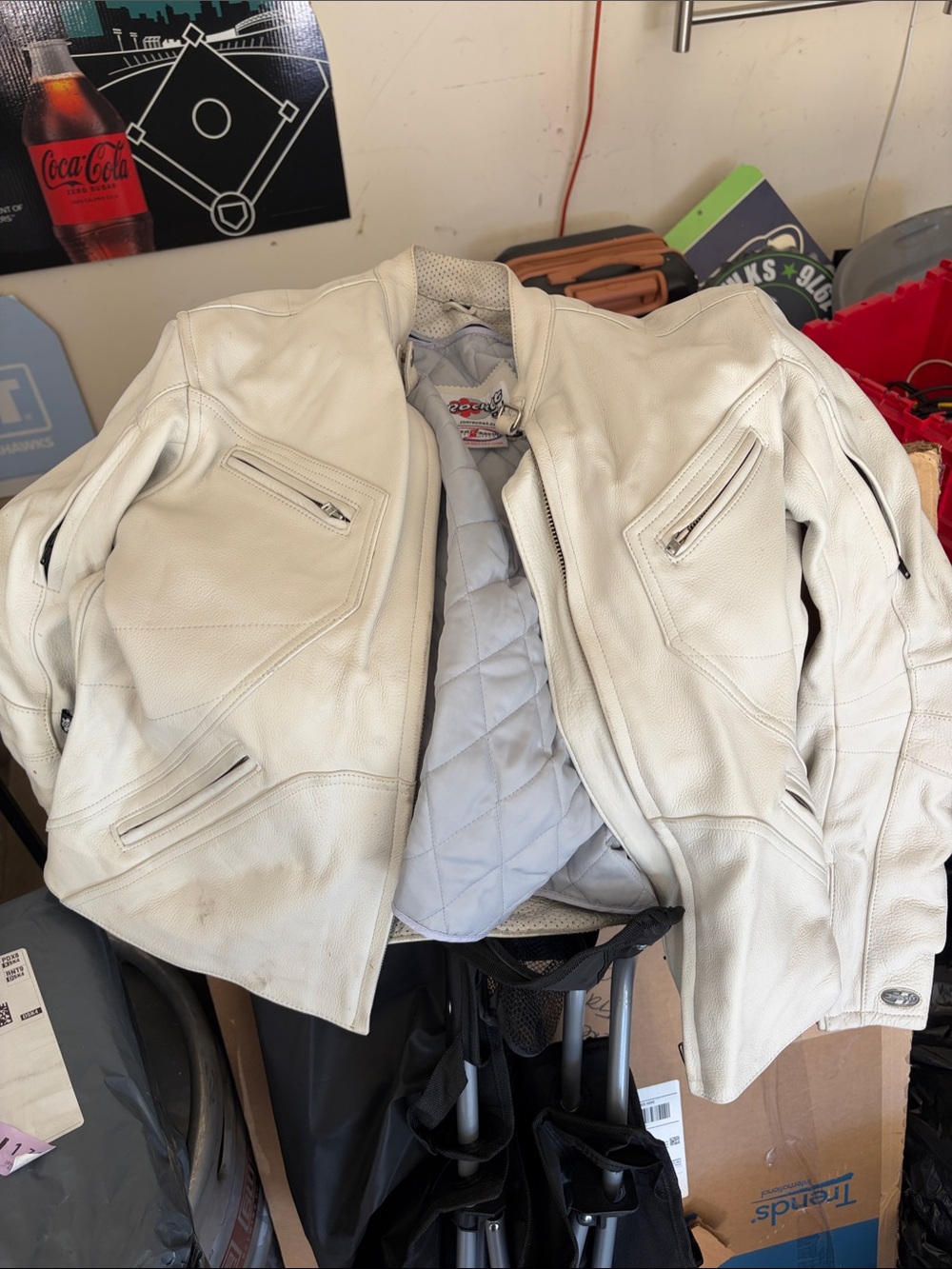 Women’s White Leather Motorcycle Jacket - Joe Rocket Rocket Girl